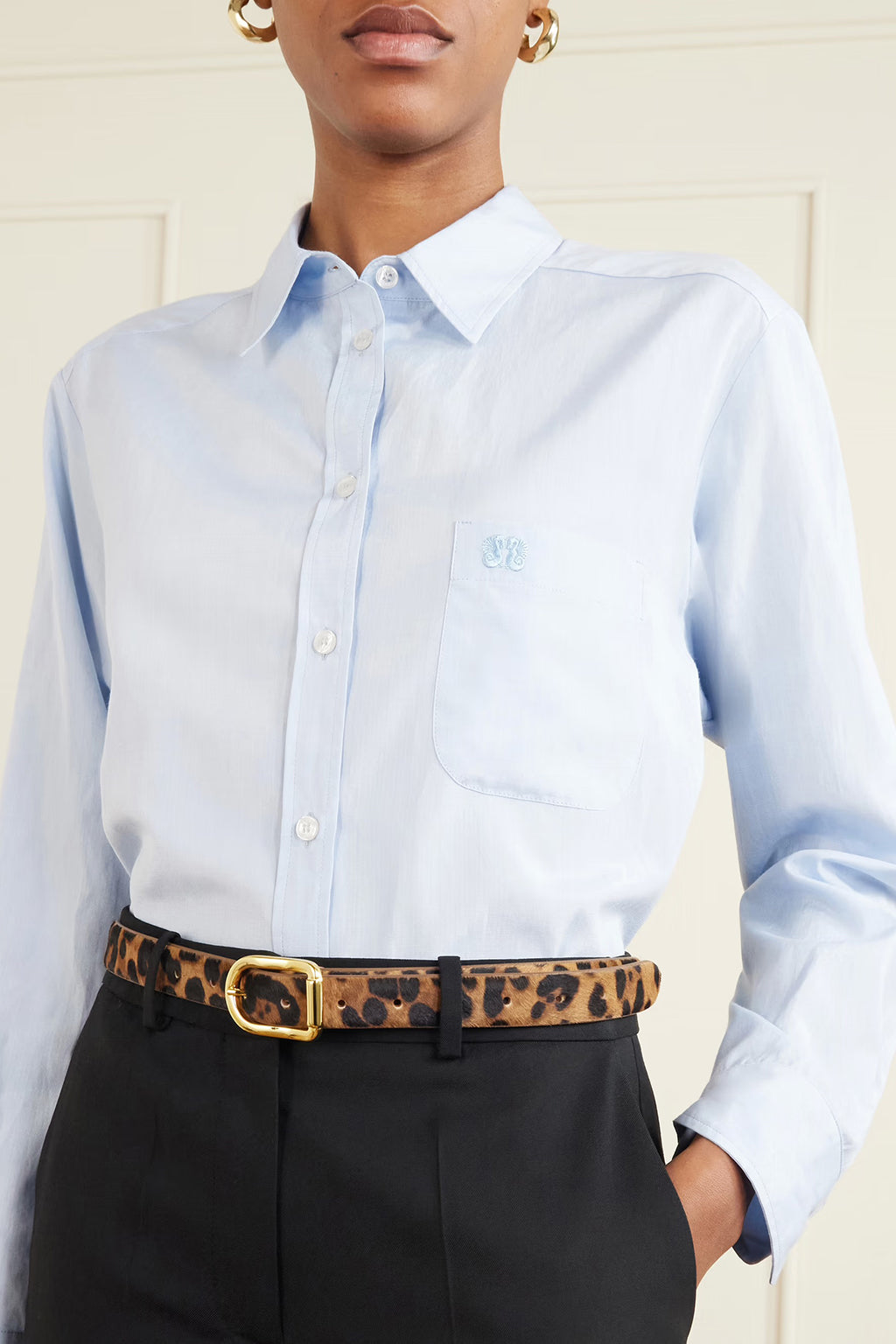 MIJA BELT IN DARK JAGUAR CALF HAIR & GOLD HARDWARE