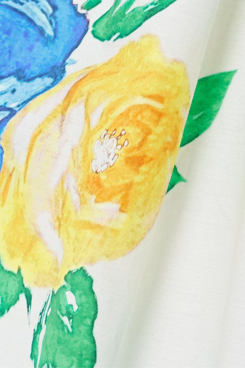 DESIDERIA STRAPLESS FLORAL PRINT COTTON DRESS