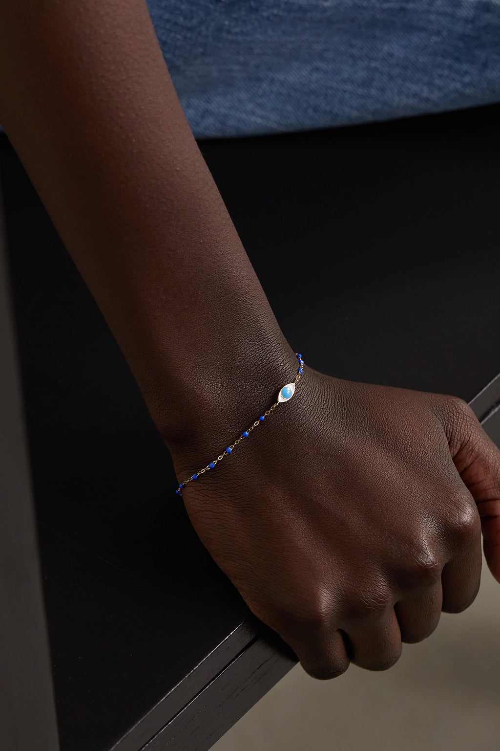 BRACELET CLASSIQUE ŒIL CLASSIQUE GIGI EN RÉSINE 18 CARATS ET OR JAUNE BLEU