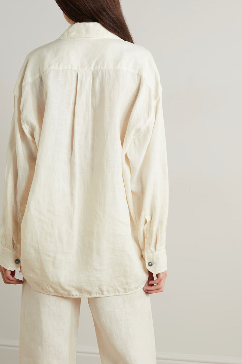 AMY LINEN SHIRT IN WHITE - SIZE 44