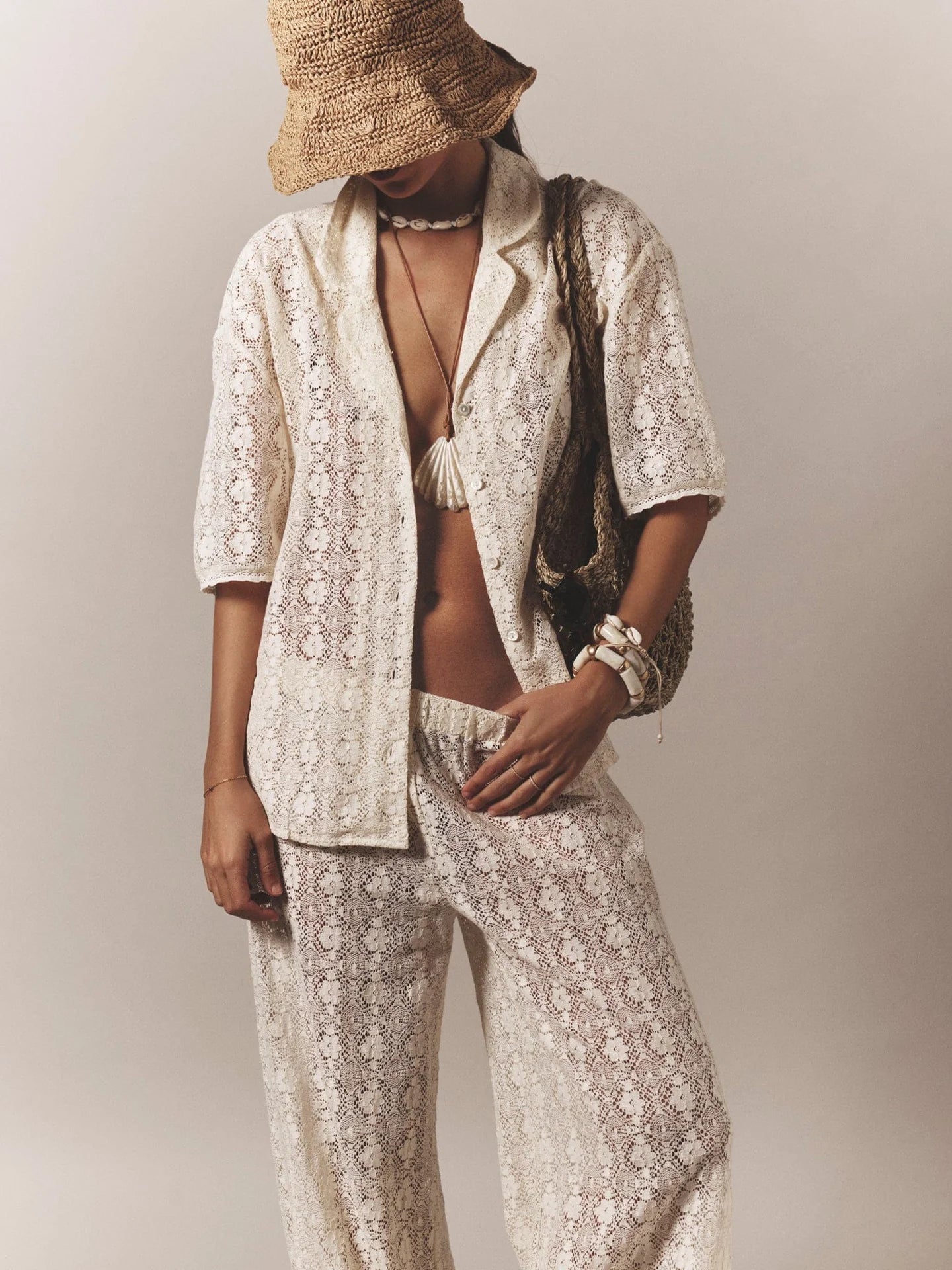 INEZ COTTON LACE SHIRT