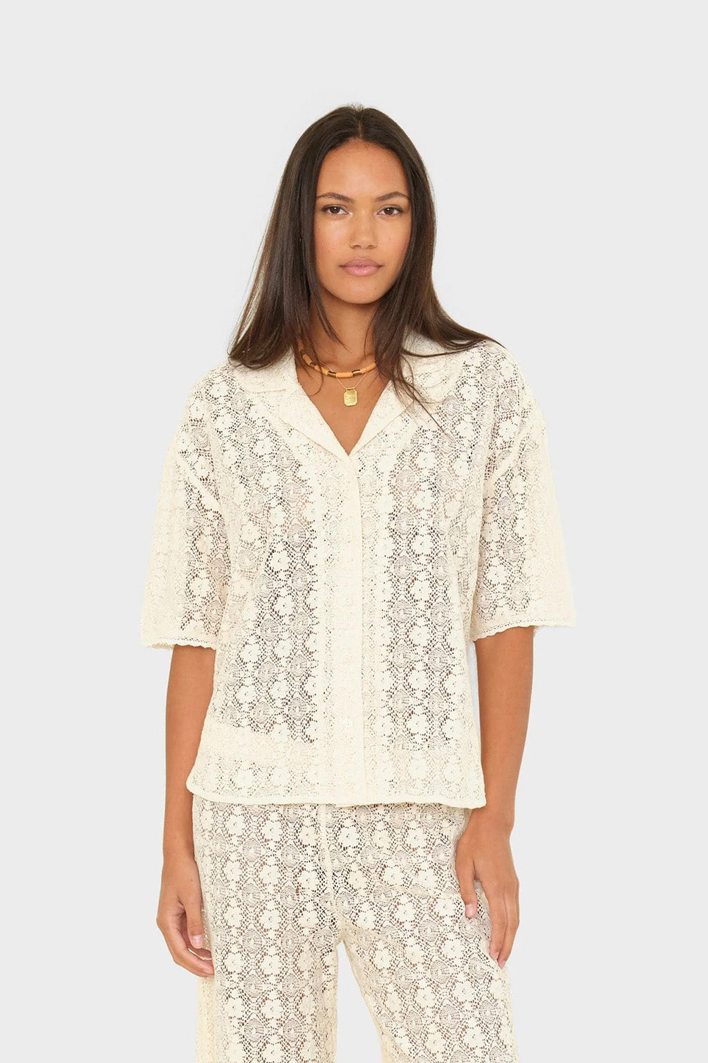 INEZ COTTON LACE SHIRT