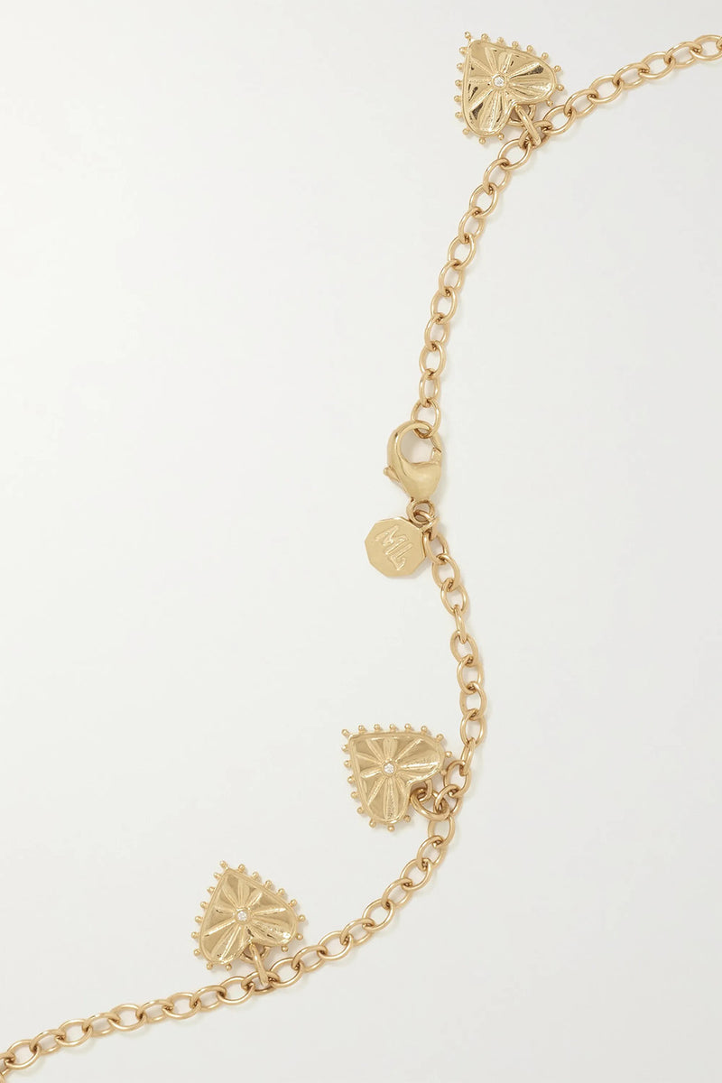 MULTI HEART 14-KARAT GOLD AND DIAMOND NECKLACE